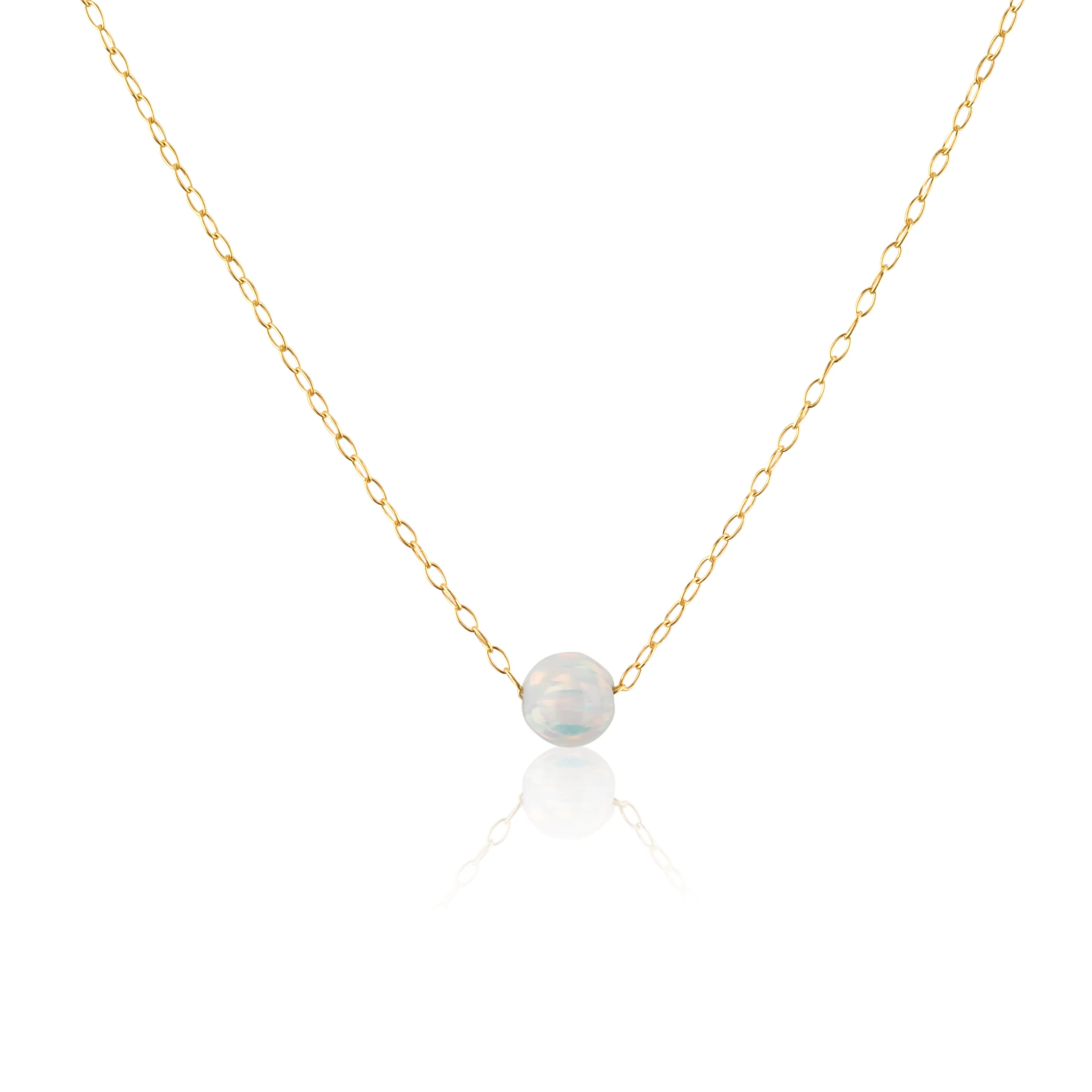 Opal Bead Gold Necklace
