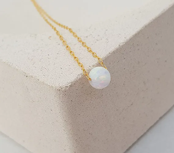 Opal Bead Gold Necklace