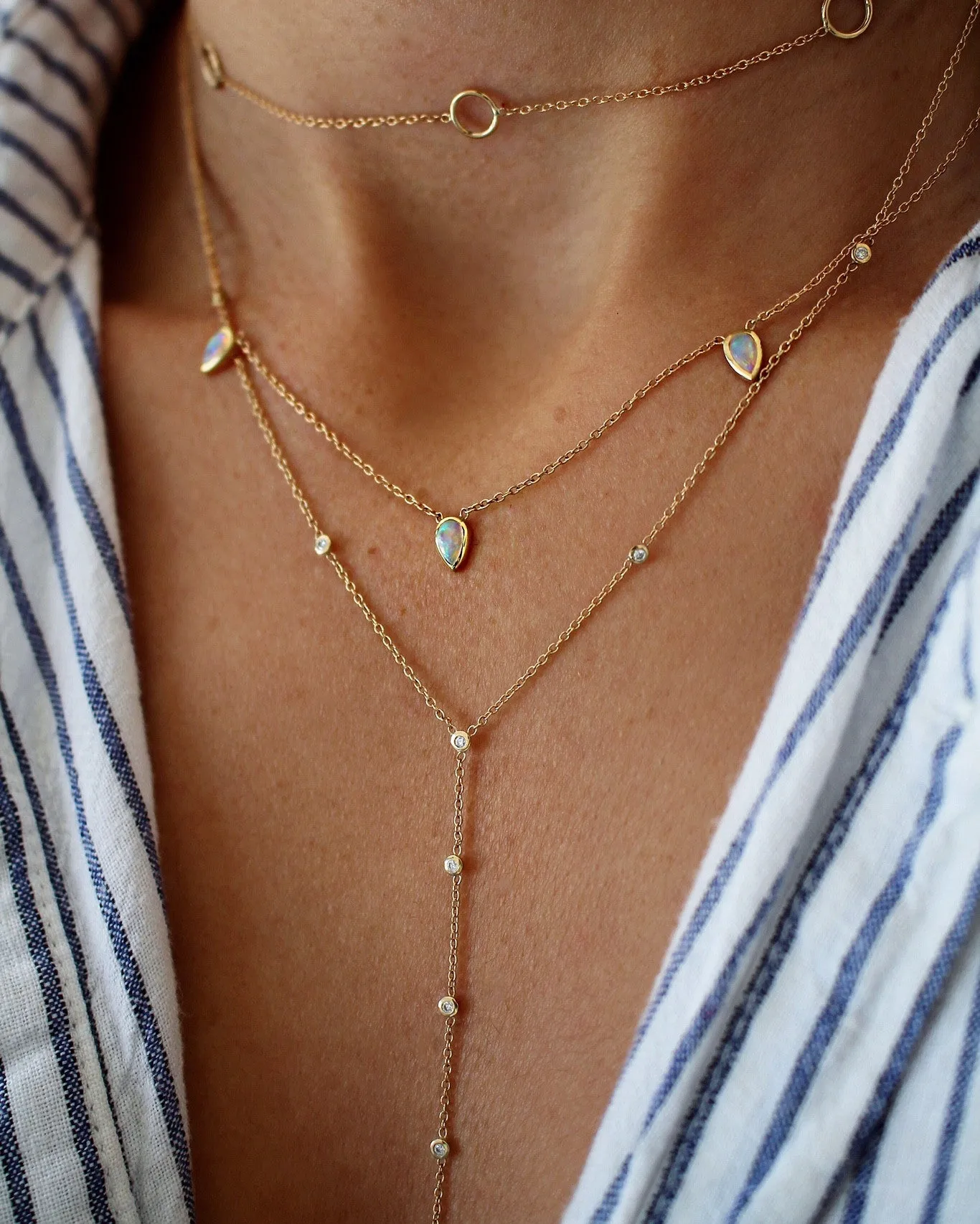 OPAL PEAR TRIO NECKLACE