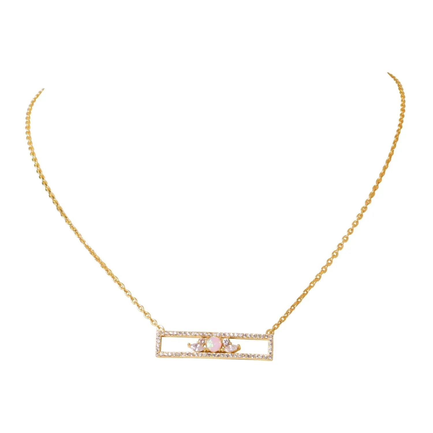 Ophelia Gold Framed Opal Bar Necklace