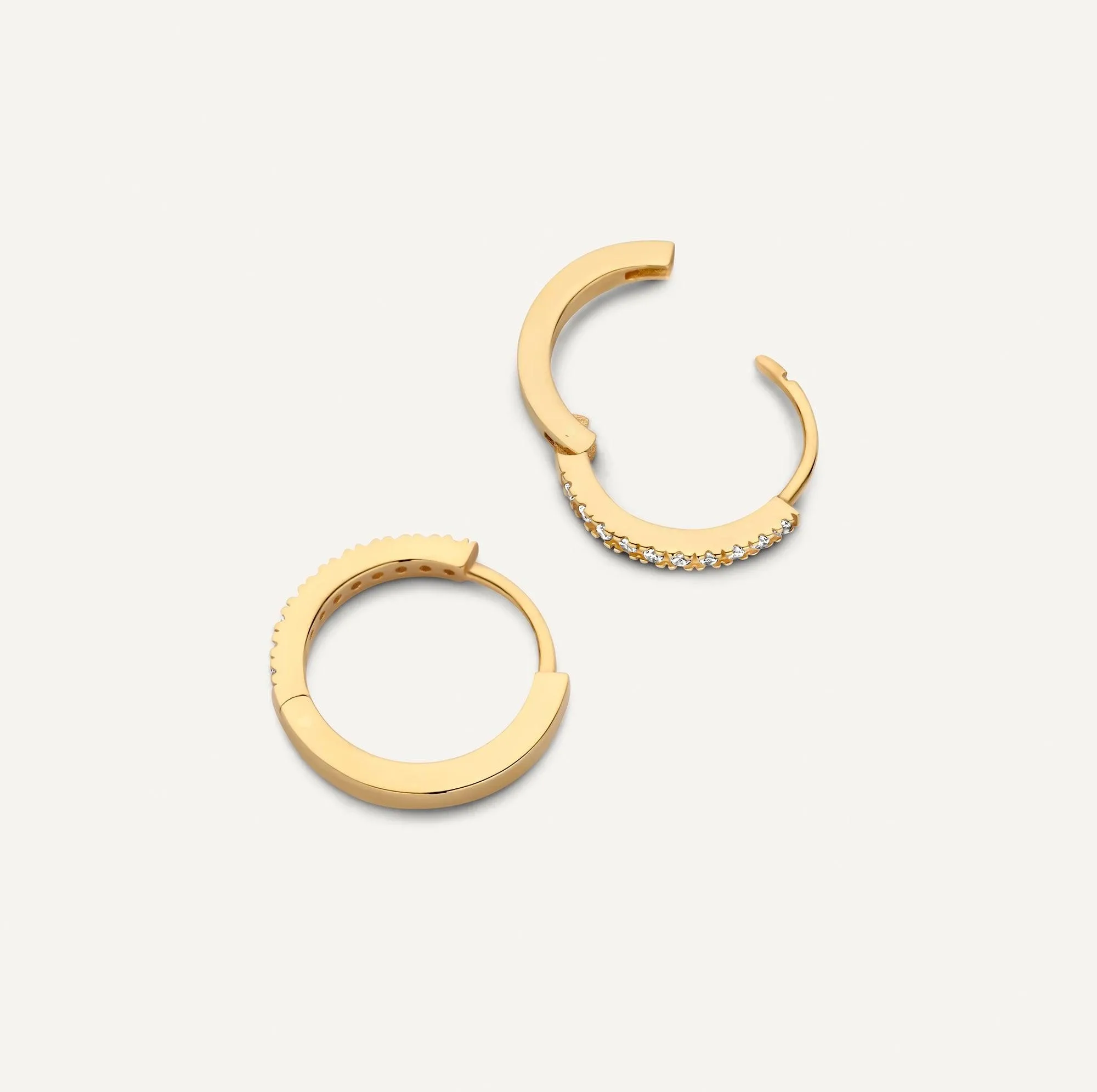 Pavé Cubic Zirconia Huggie Hoops (12mm)