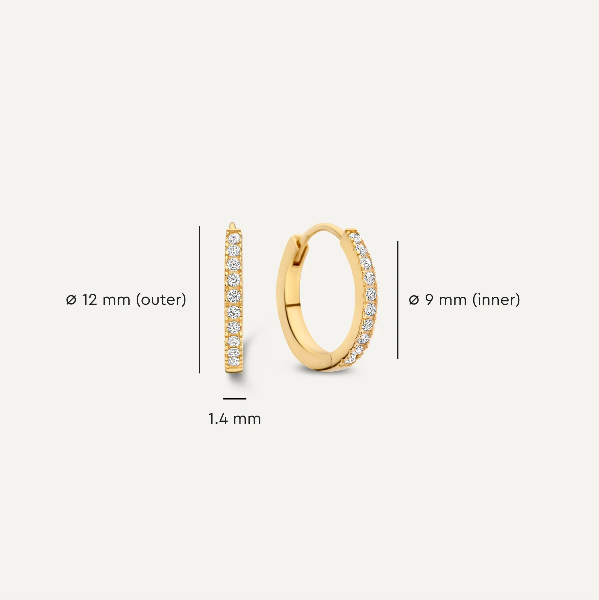 Pavé Cubic Zirconia Huggie Hoops (12mm)