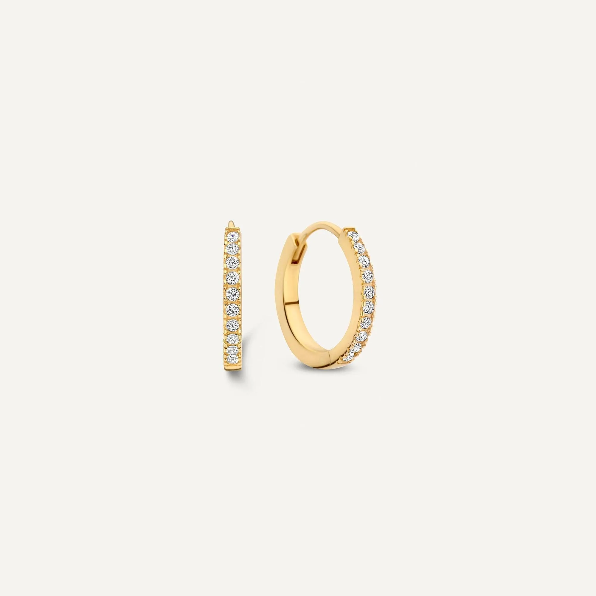 Pavé Cubic Zirconia Huggie Hoops (12mm)