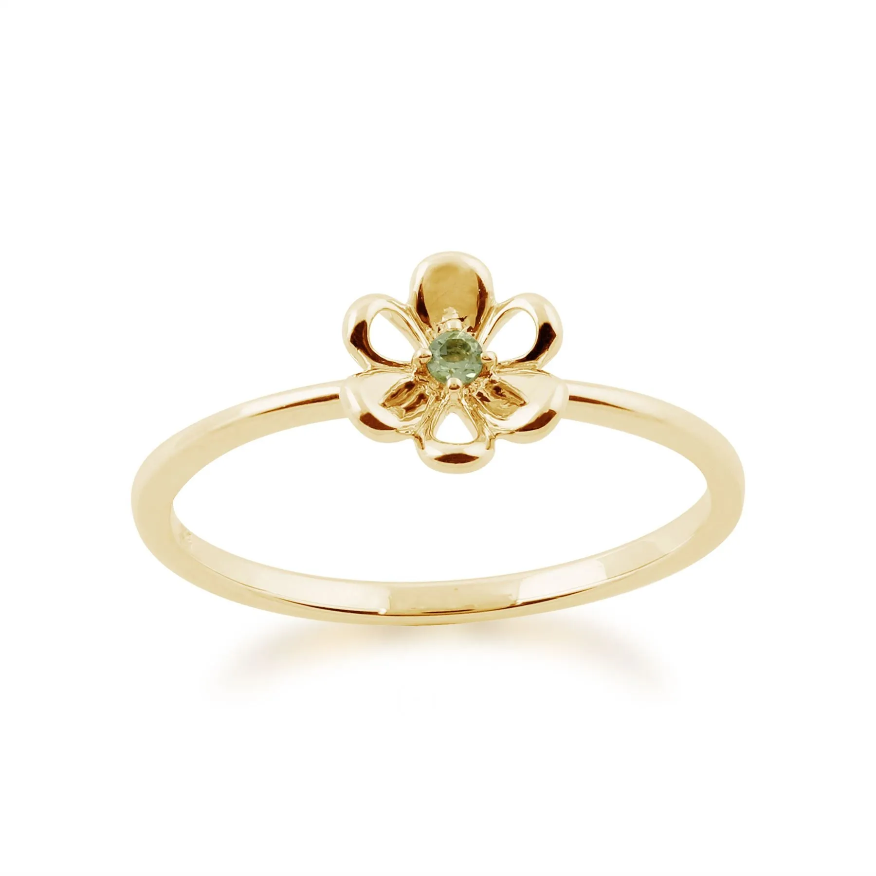 Peridot Blumen Ring in 9ct Gelb Gold