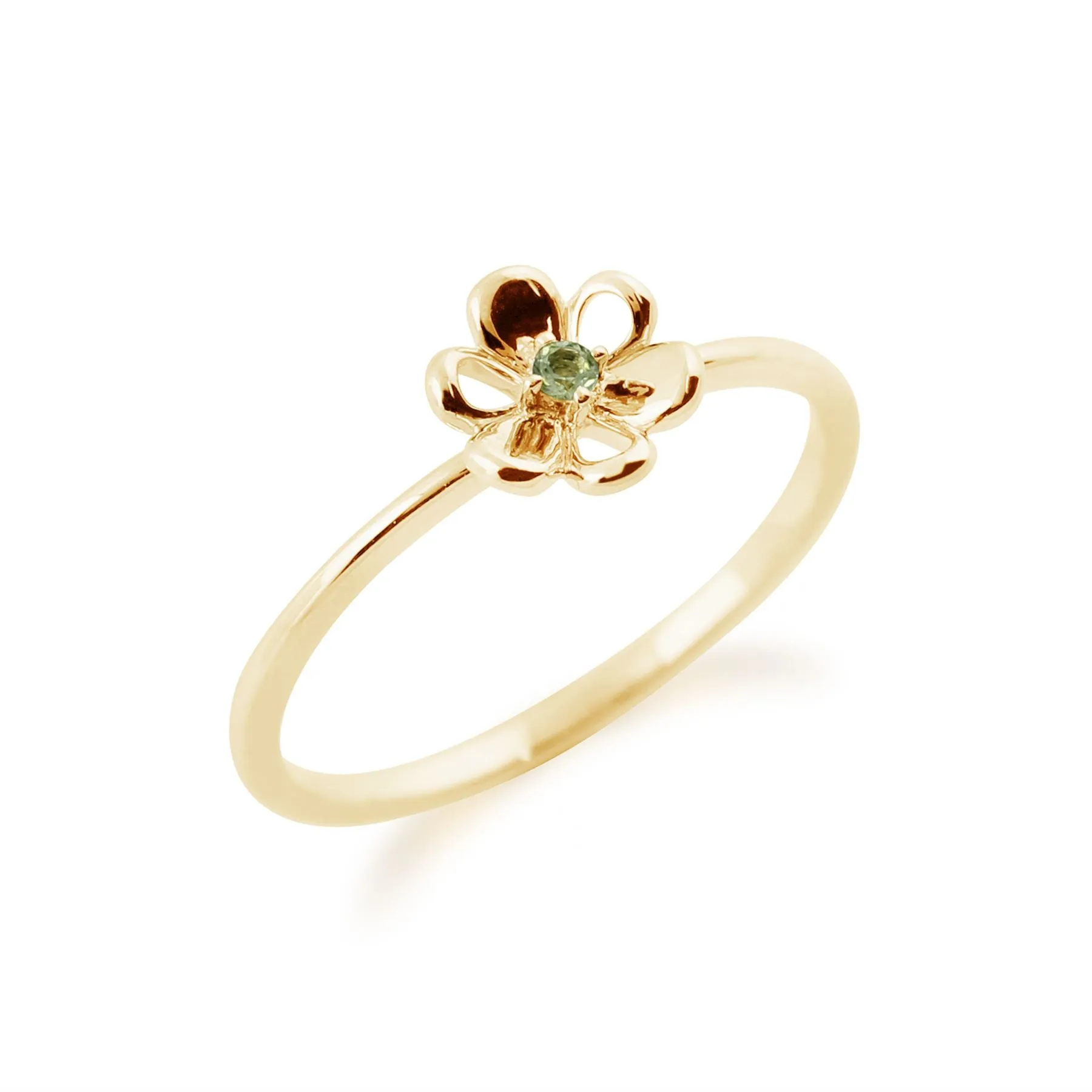 Peridot Blumen Ring in 9ct Gelb Gold