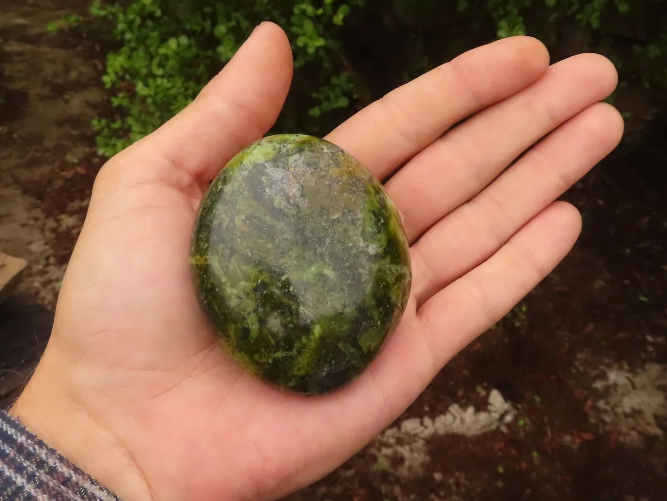 Polished Green Galet / Palm Stones x 6 From Antsirabe, Madagascar