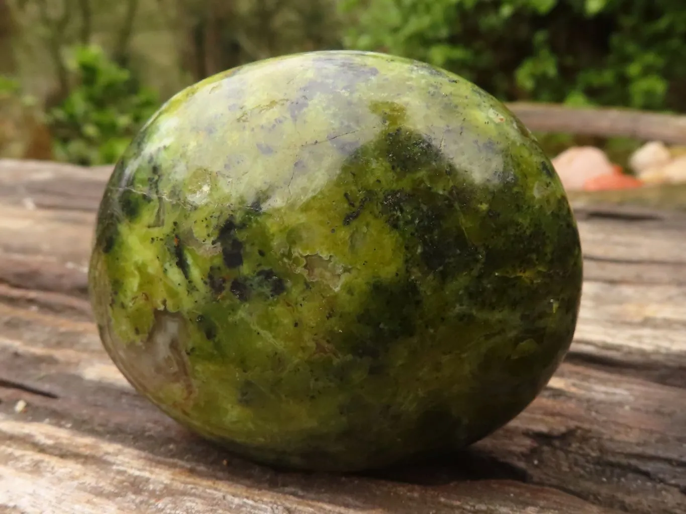 Polished Green Galet / Palm Stones x 6 From Antsirabe, Madagascar