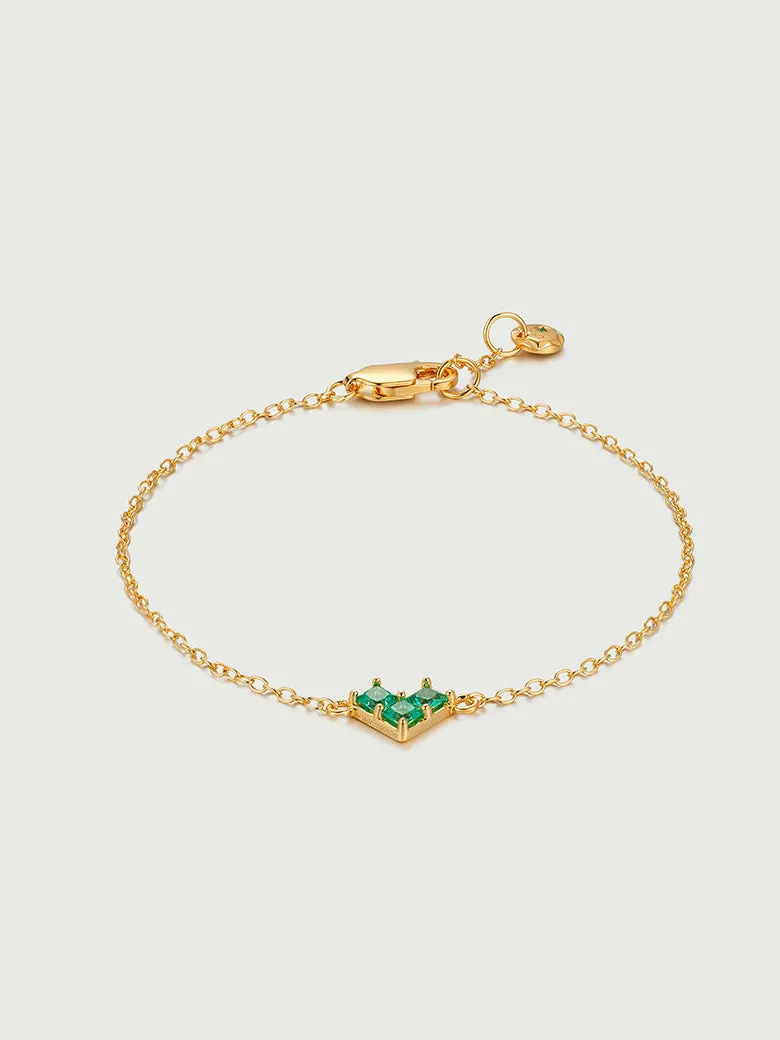 Princess Cut Emerald Heart Bracelet