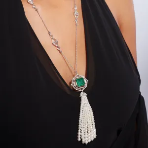 Provence 925 Silver Deco Pearl Tassel Necklace