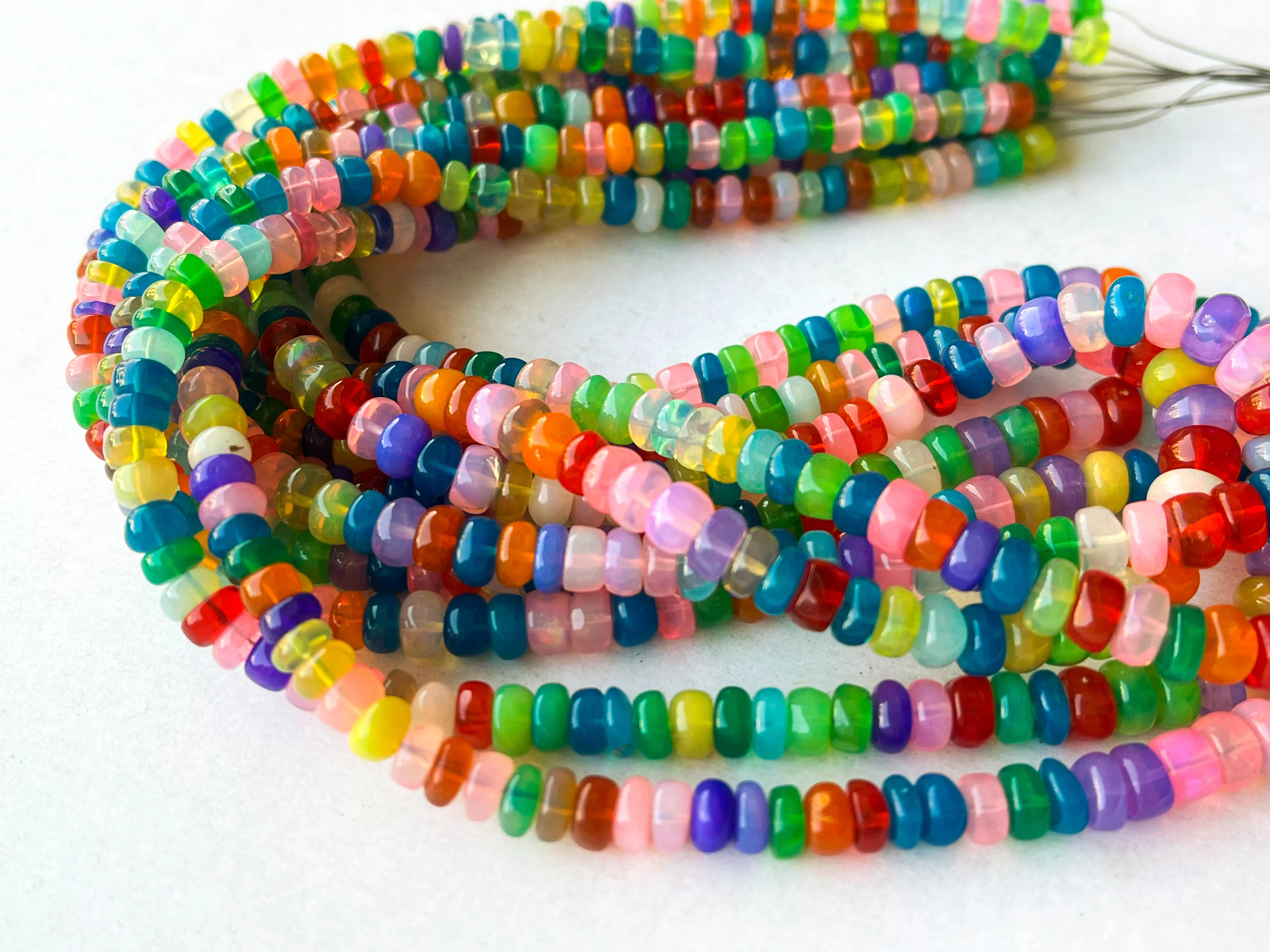 Rainbow Opal Smooth Rondelle Beads