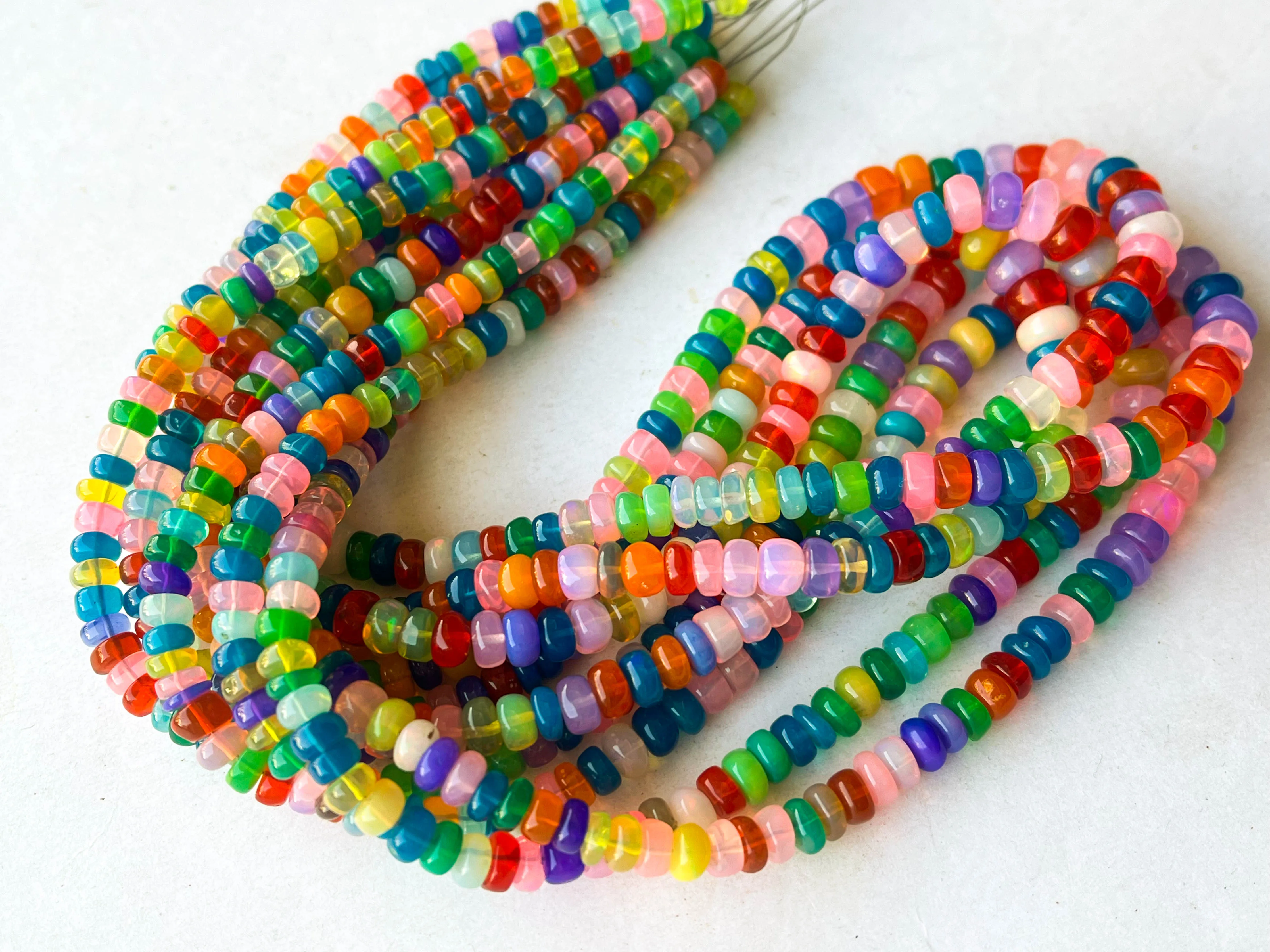 Rainbow Opal Smooth Rondelle Beads