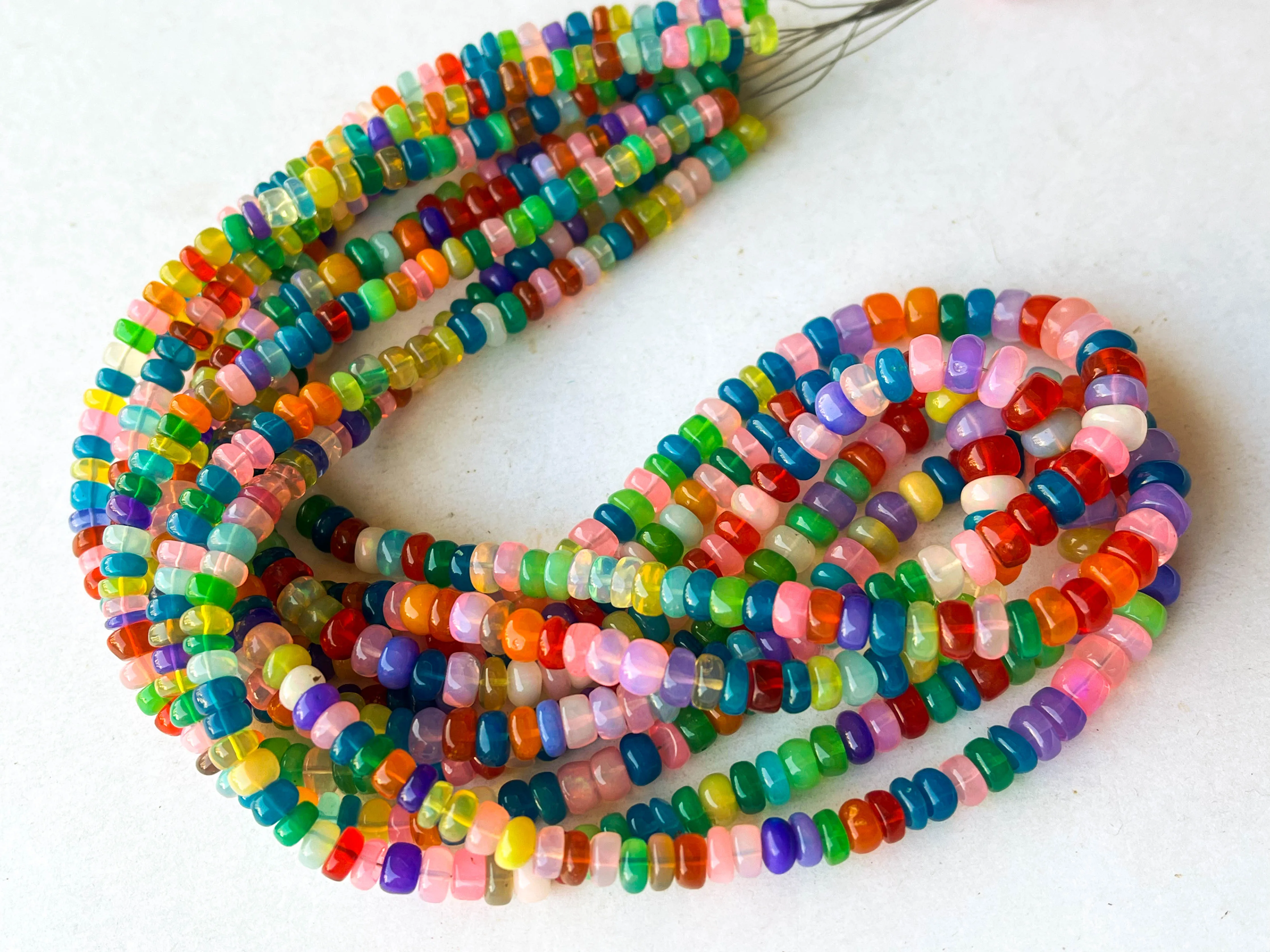 Rainbow Opal Smooth Rondelle Beads