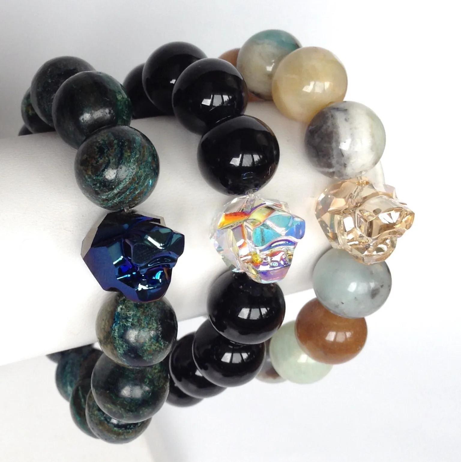 Swarovski Crystal Panther With Onyx Stretch Bracelet - Wholesale