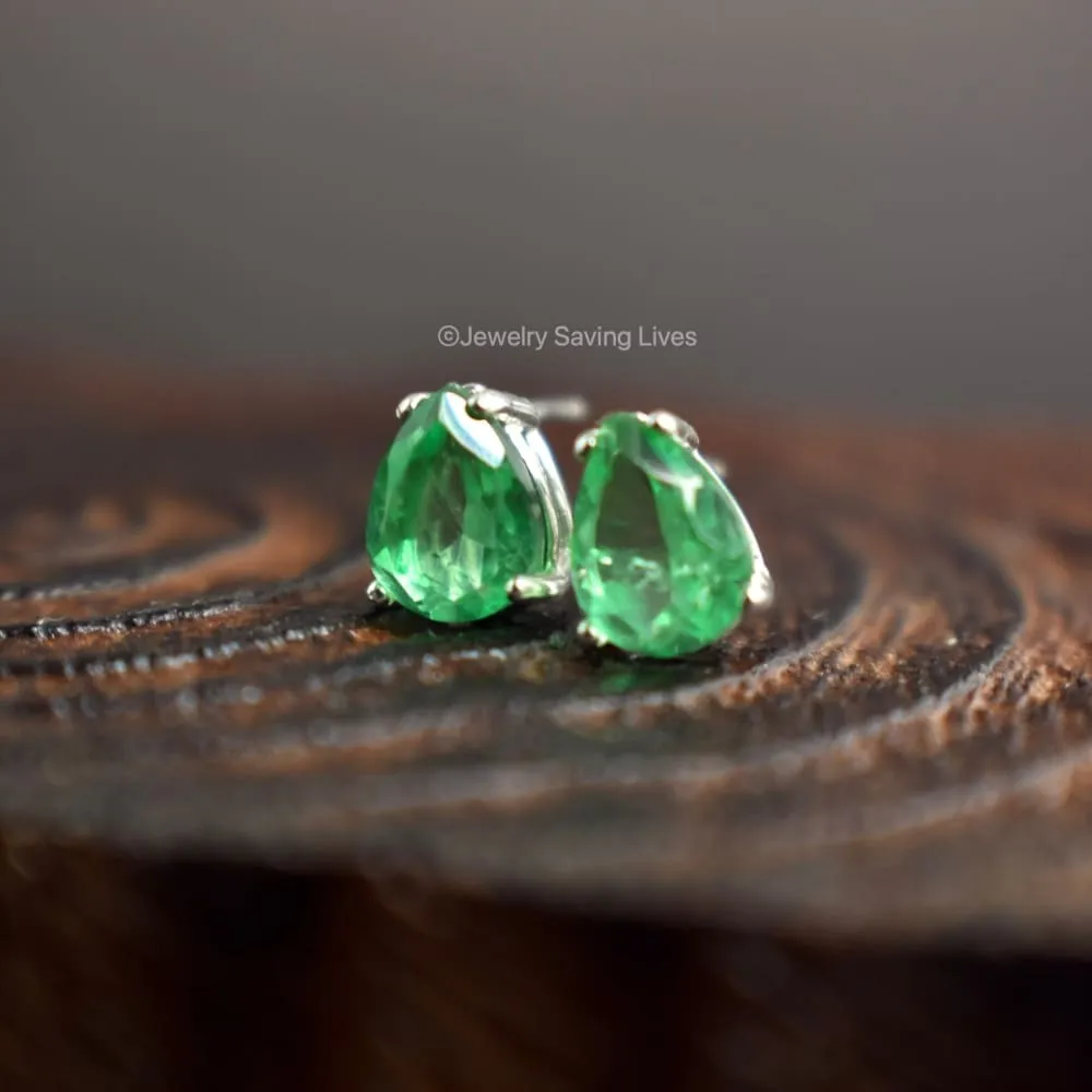 Teardrop Natural Emerald Doublet Earrings