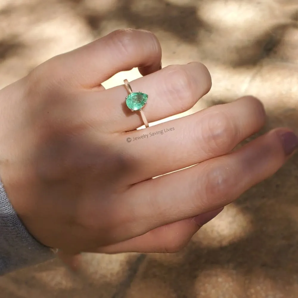 Teardrop Natural Emerald Doublet Ring