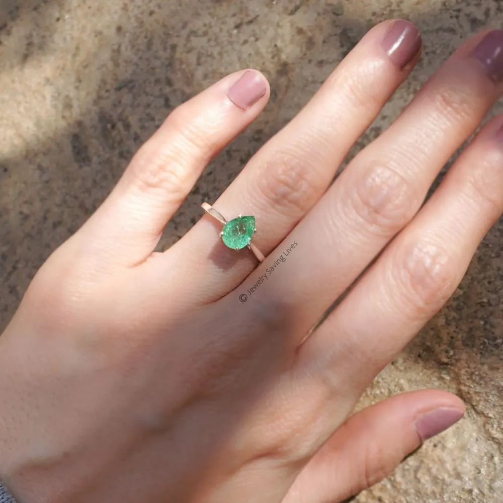 Teardrop Natural Emerald Doublet Ring