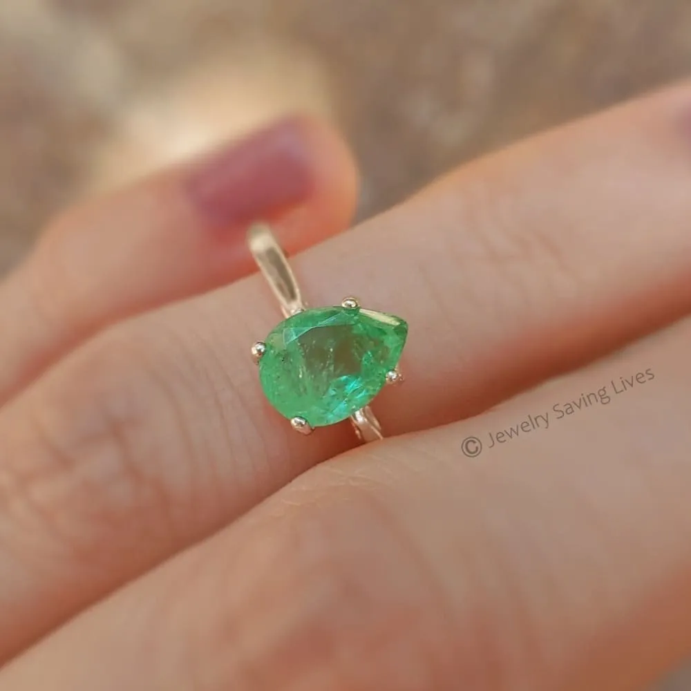 Teardrop Natural Emerald Doublet Ring