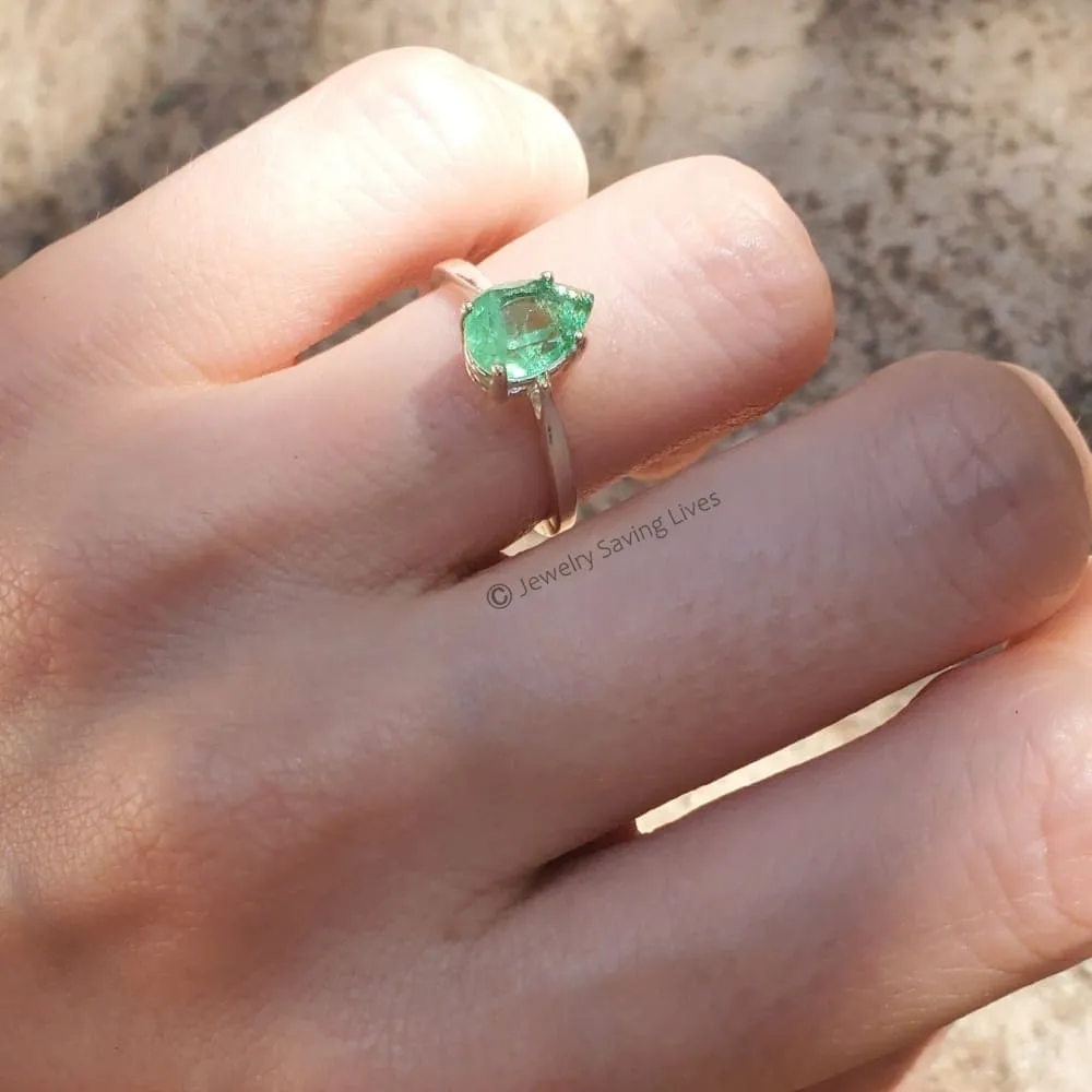 Teardrop Natural Emerald Doublet Ring