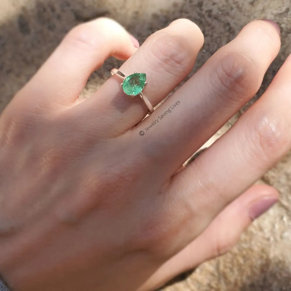 Teardrop Natural Emerald Doublet Ring