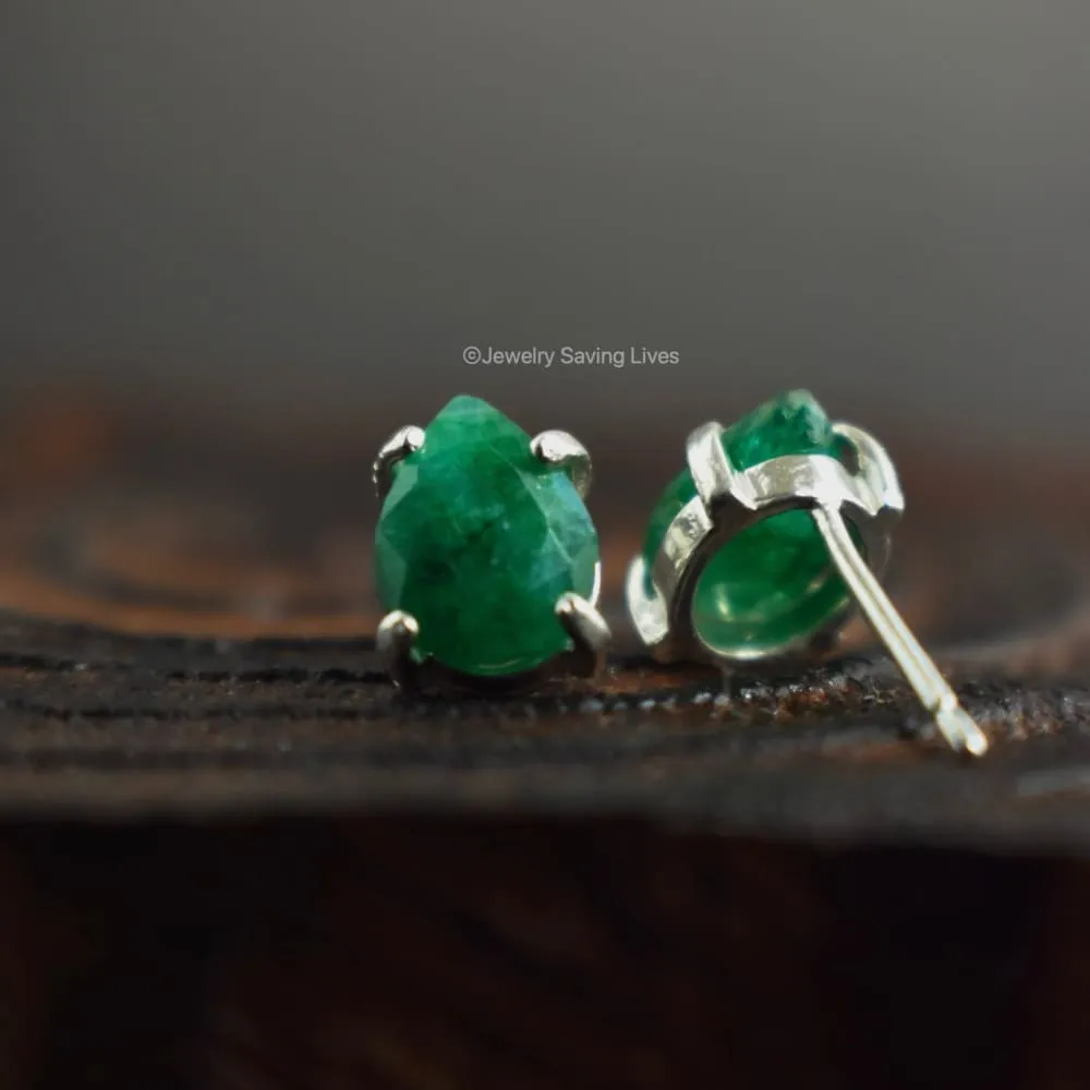 Teardrop Natural Emerald Earrings