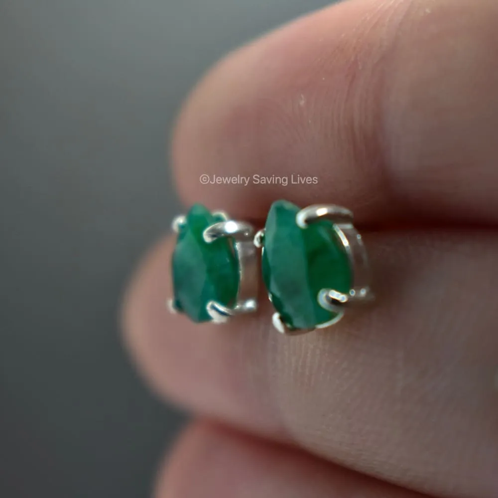 Teardrop Natural Emerald Earrings