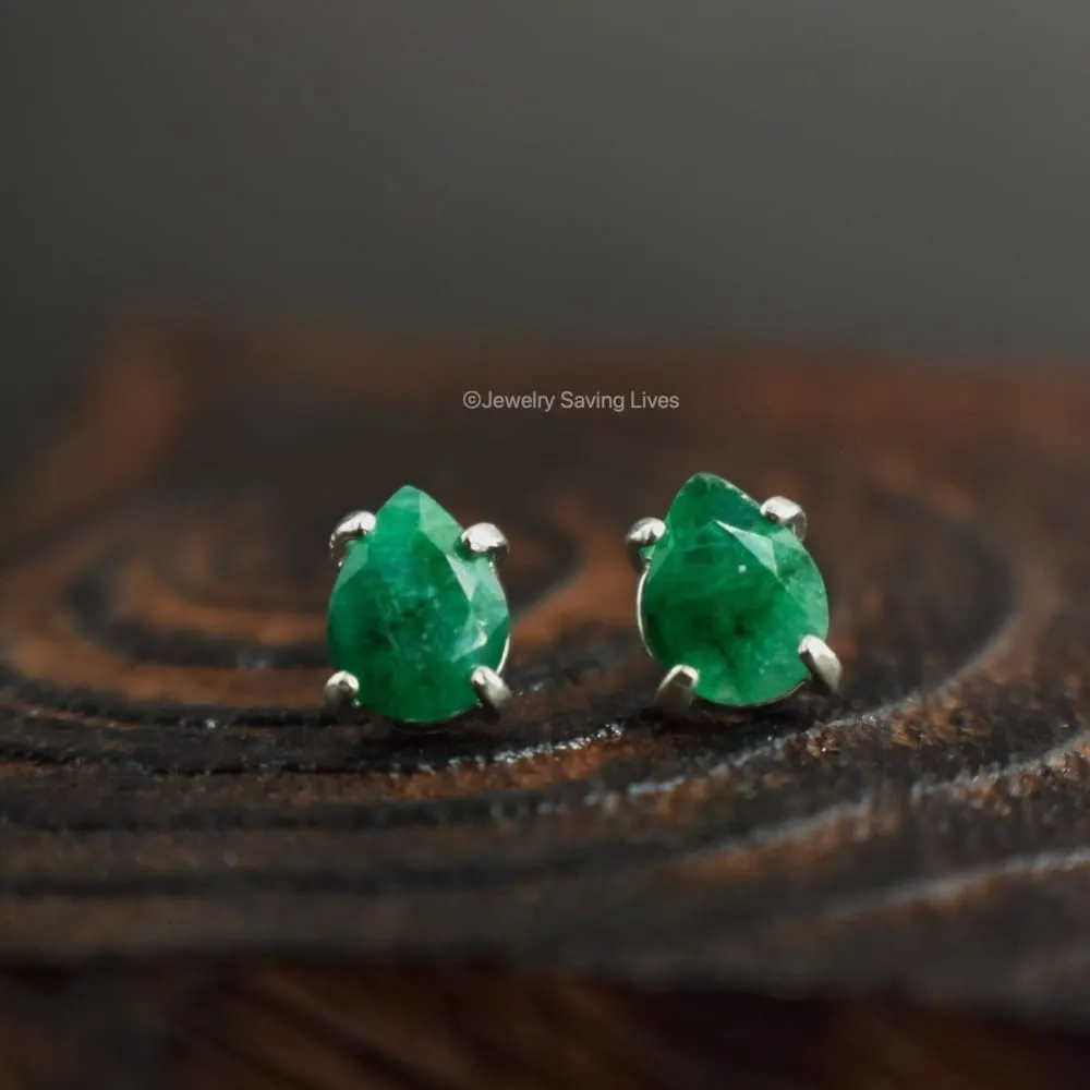 Teardrop Natural Emerald Earrings
