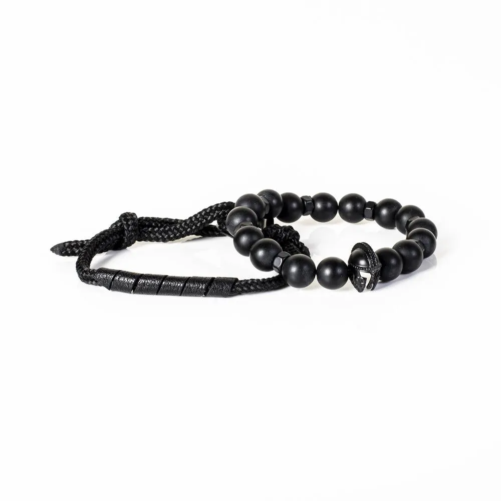 The Beaded Black on Black Bracelet Set