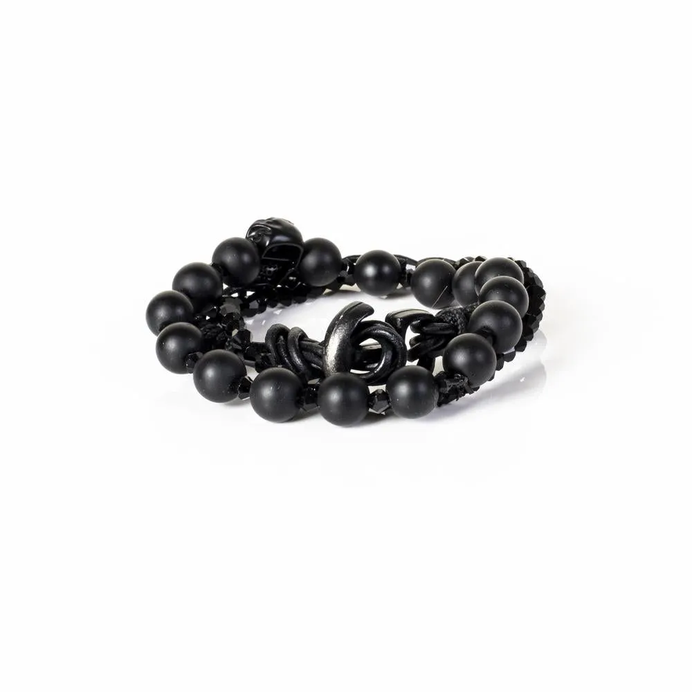 The Beaded Black On Black triple Bracelet Set