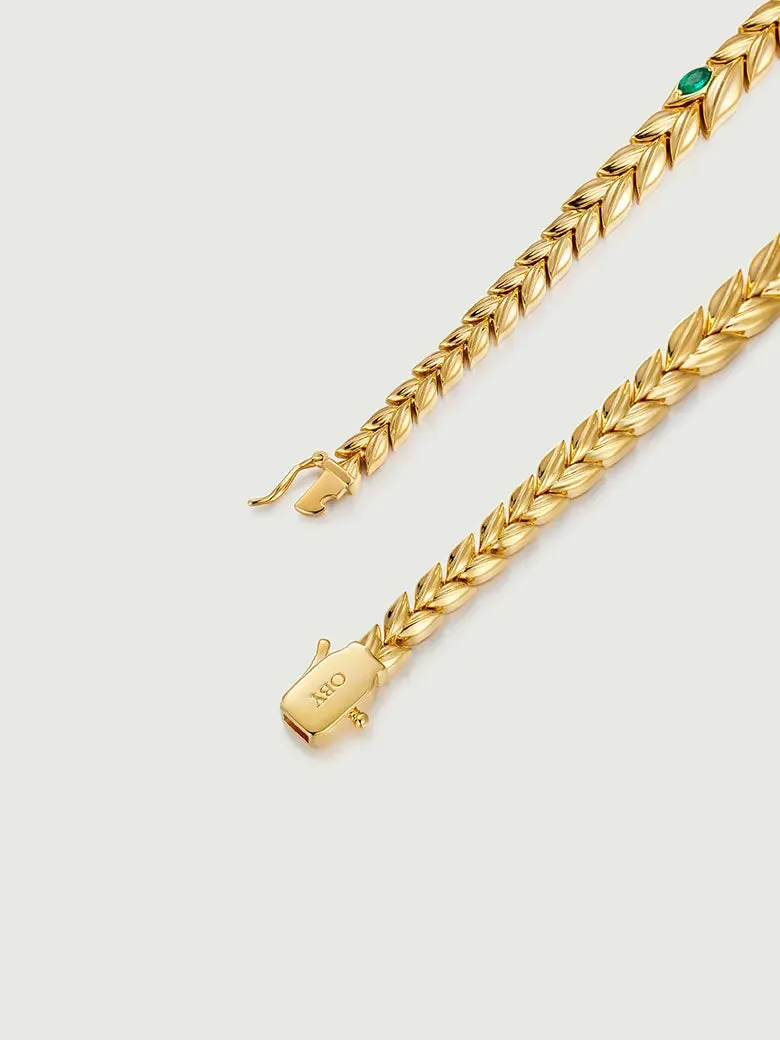 Wheat Cascade Emerald Bracelet