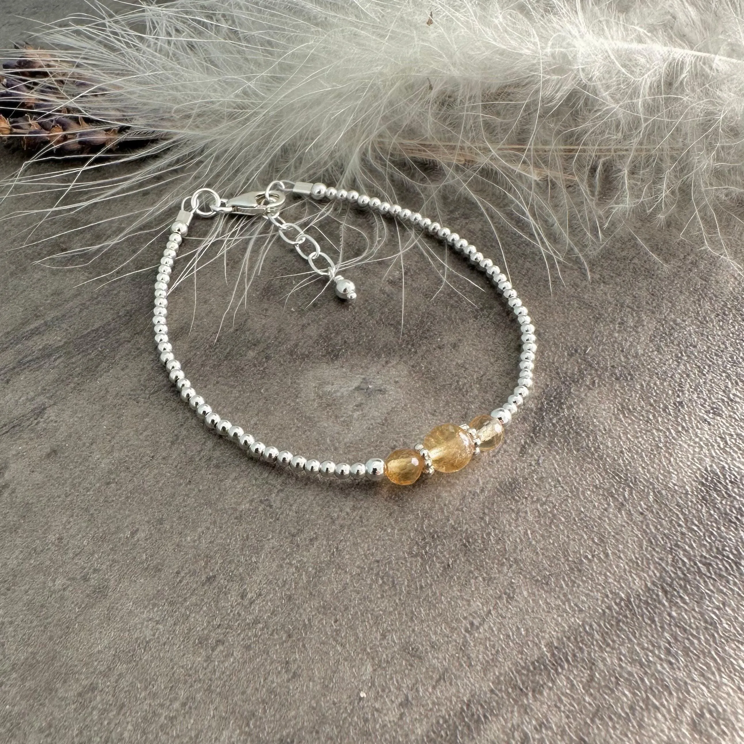 Yellow Citrine Bracelet,  , November Birthstone Sterling Silver
