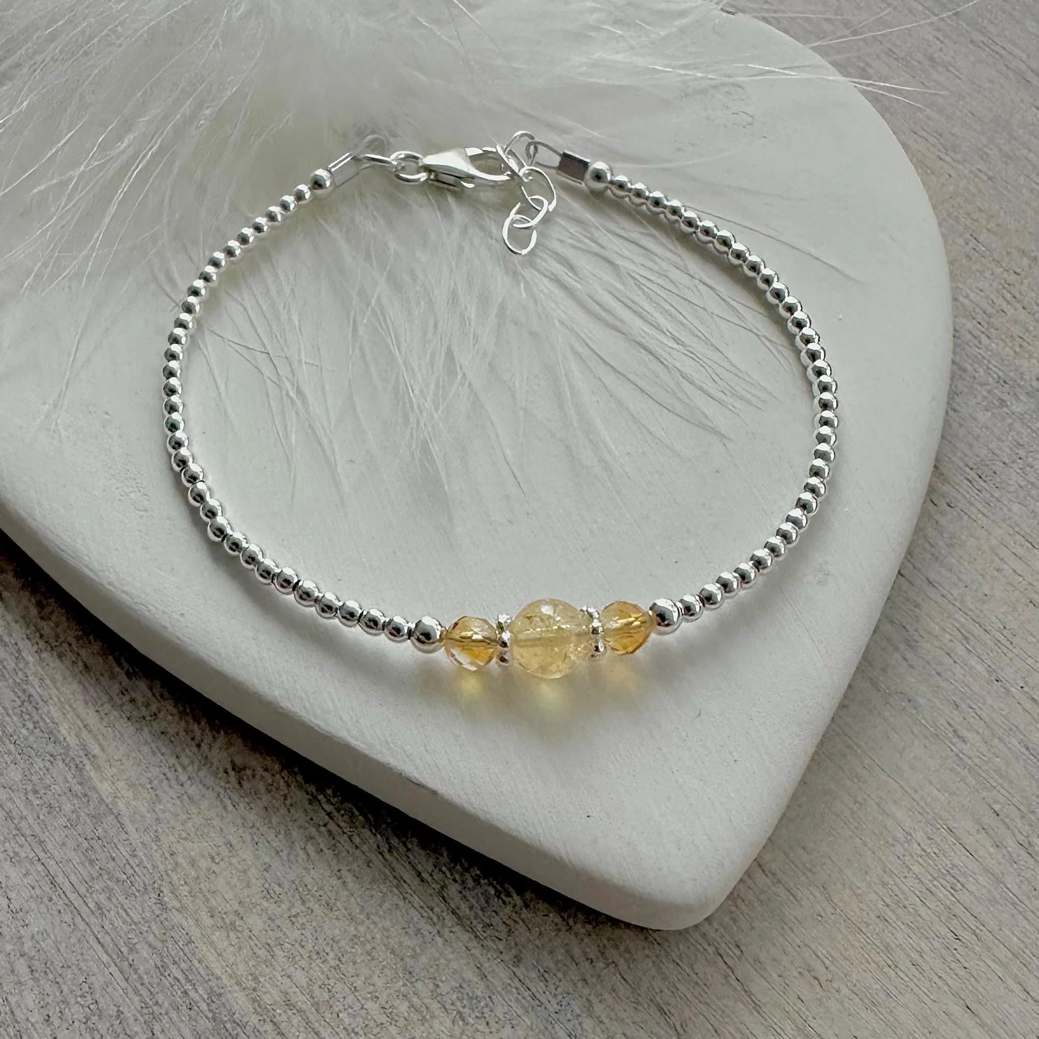 Yellow Citrine Bracelet,  , November Birthstone Sterling Silver