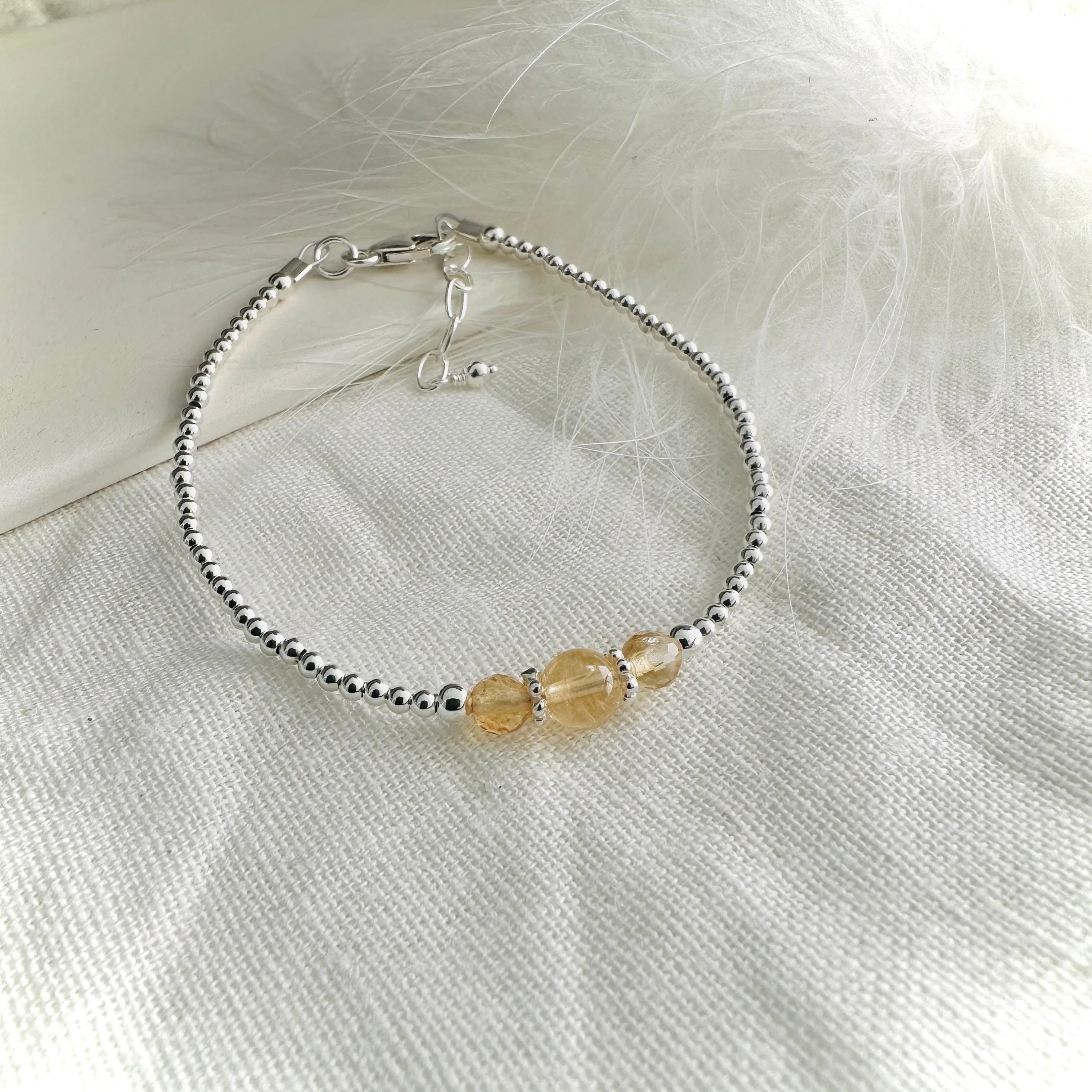 Yellow Citrine Bracelet,  , November Birthstone Sterling Silver